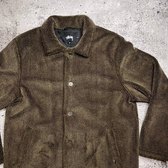 Stussy Faux Fur Trench Coat - Picture 2 of 4